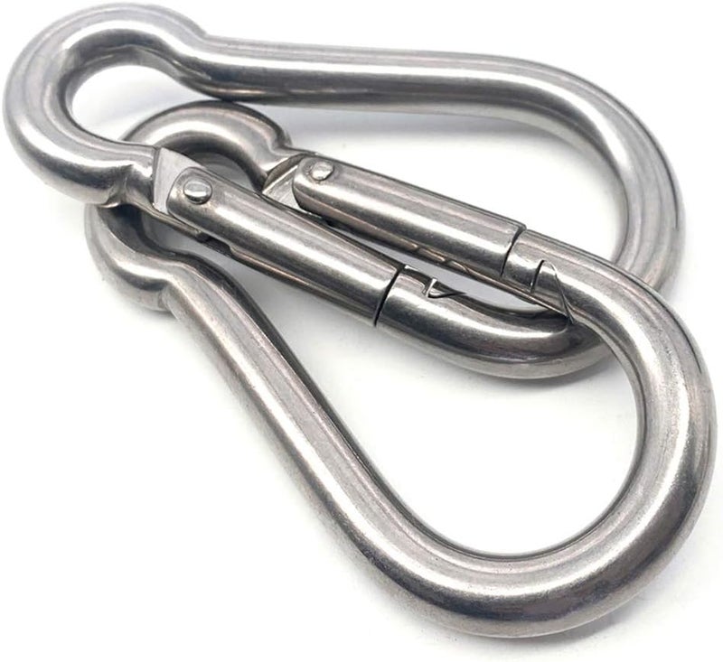 EFFIET 3.15 Inches 4 Inches Stainless Steel Carabiner for Gym Equipment Connection, Heavy Duty Spring Snap Hook Clips Buckle for Gym Exercise, Punching Bags, Hiking, Camping - Image 1